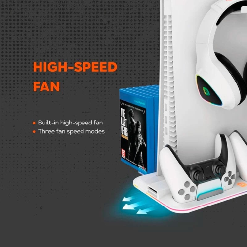 Підставка для охолодження Canyon CS-5 RGB PS5 Charge (CND-CSPS5W) White - фото 2 Підставка для охолодження Canyon CS-5 RGB PS5 Charge (CND-CSPS5W) White - фото 2